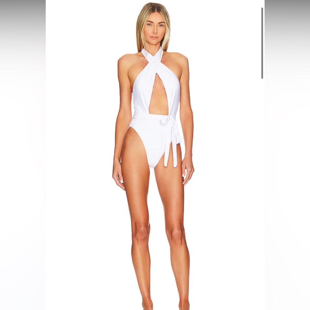 REVOLVE White Halter One-Piece Swimsuit